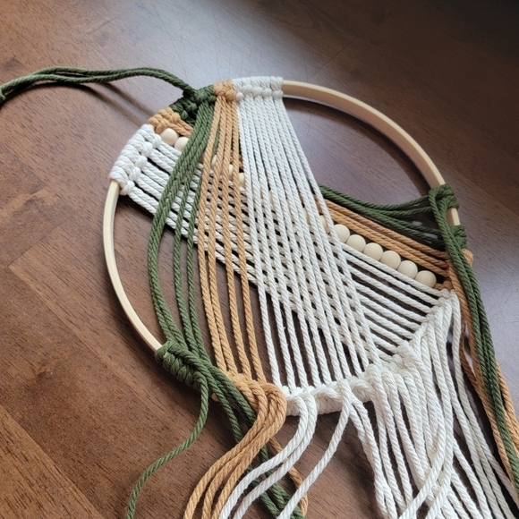 Beaded Macrame Boho Fringe Tassel Wall Art Hanging Decor - Picture 6 of 13